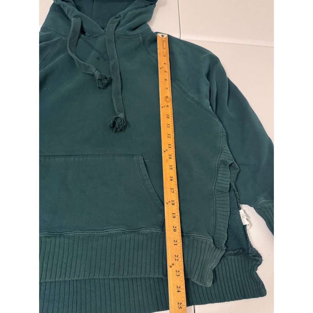 American Eagle Forest Green Oversized High Low Side Ribbed Pullover Hoodie L gf - Picture 7 of 7